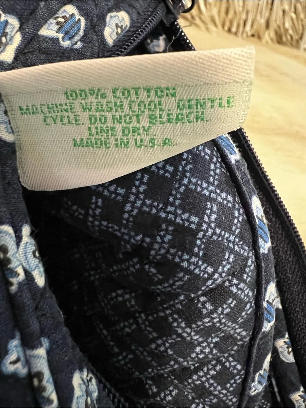 Vintage VERA BRADLEY Nantucket Navy 2005 Spectator Bag USA Blue White Y2K